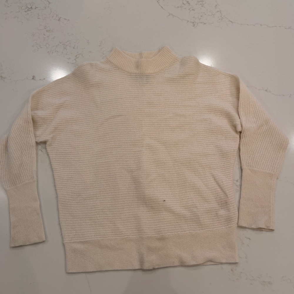 Rachel Zoe 100% Cashmere Sweater Women’s Small Ivory Mock Neck Ribbed Knit Pullo